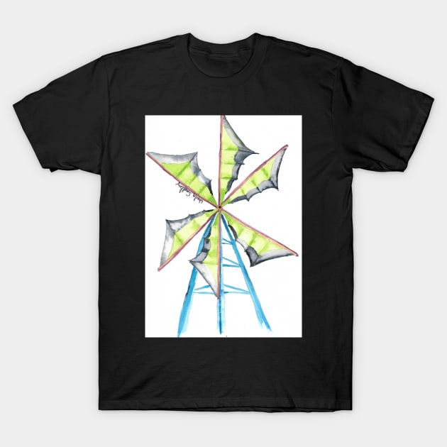 Windmill Watercolor T-Shirt by Wendysmalley